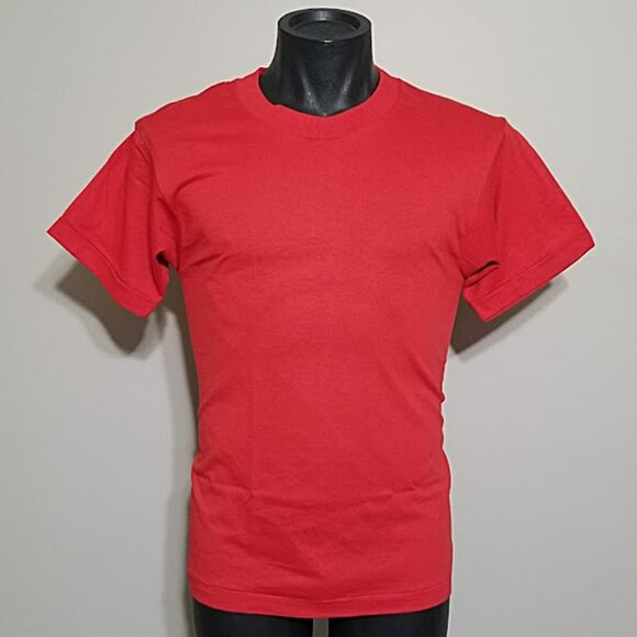 Nos vintage 80s Screen Stars Blank Red 50/50 USA T Shirt M Single Stritch Tee - Picture 2 of 5